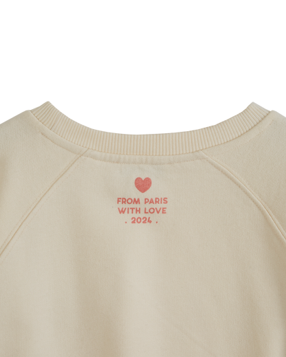 Sweat amour coton bio fille écru
