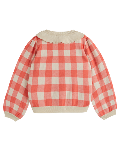 Cardigan coton bio fille vichy rose
