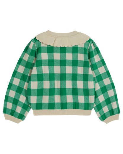 Cardigan coton bio fille vichy vert