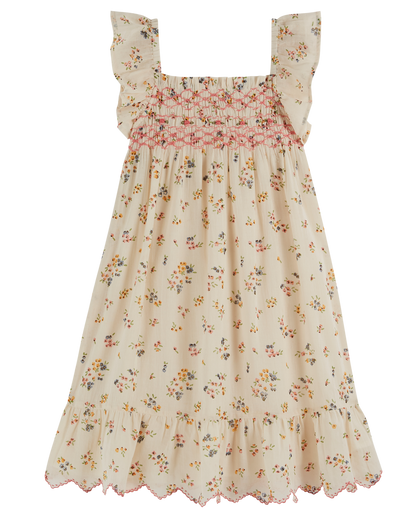 Robe smockée rebrodée achillea