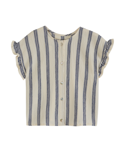 Blouse rayures bleu et écru