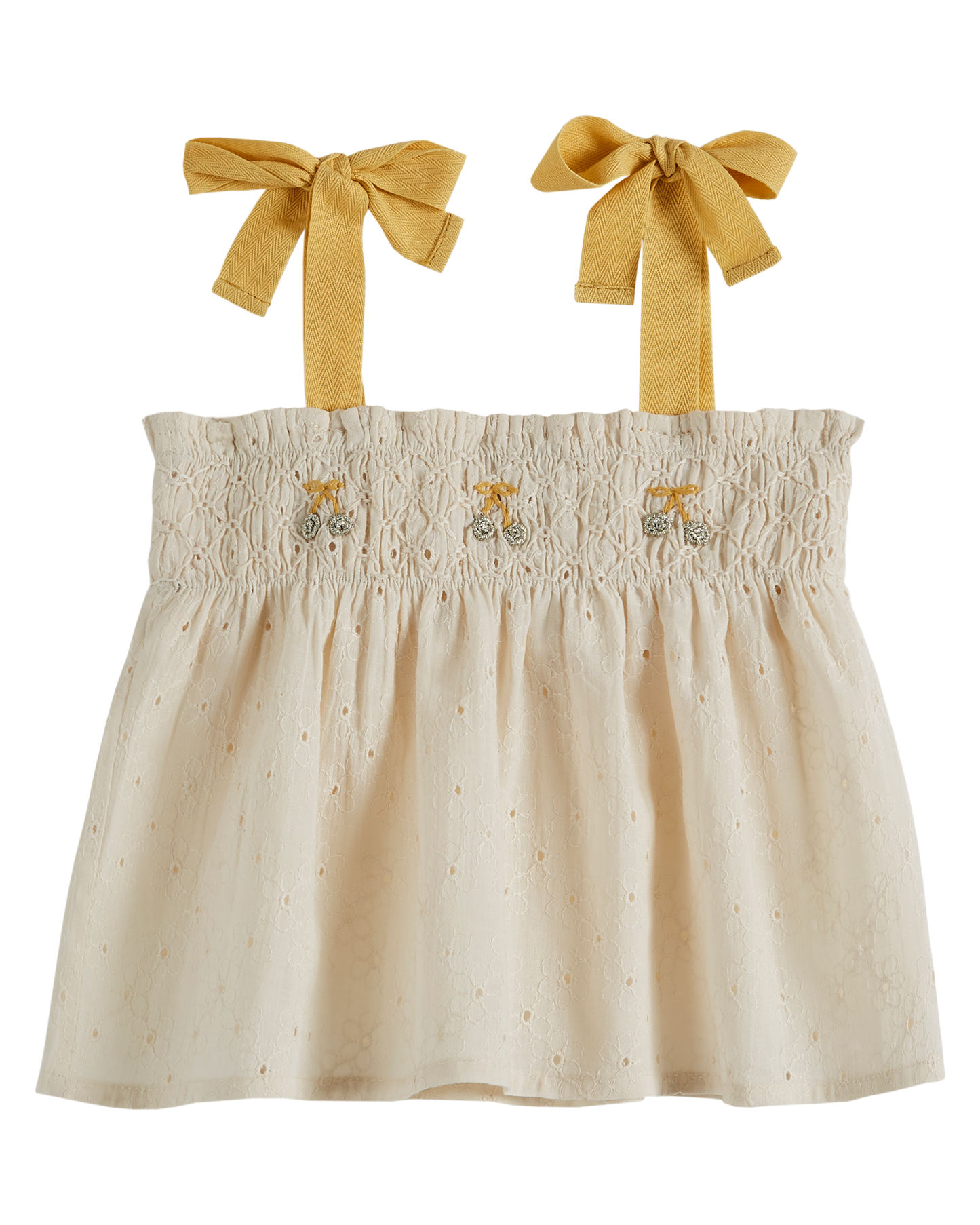 Top smocké broderie anglaise chantilly