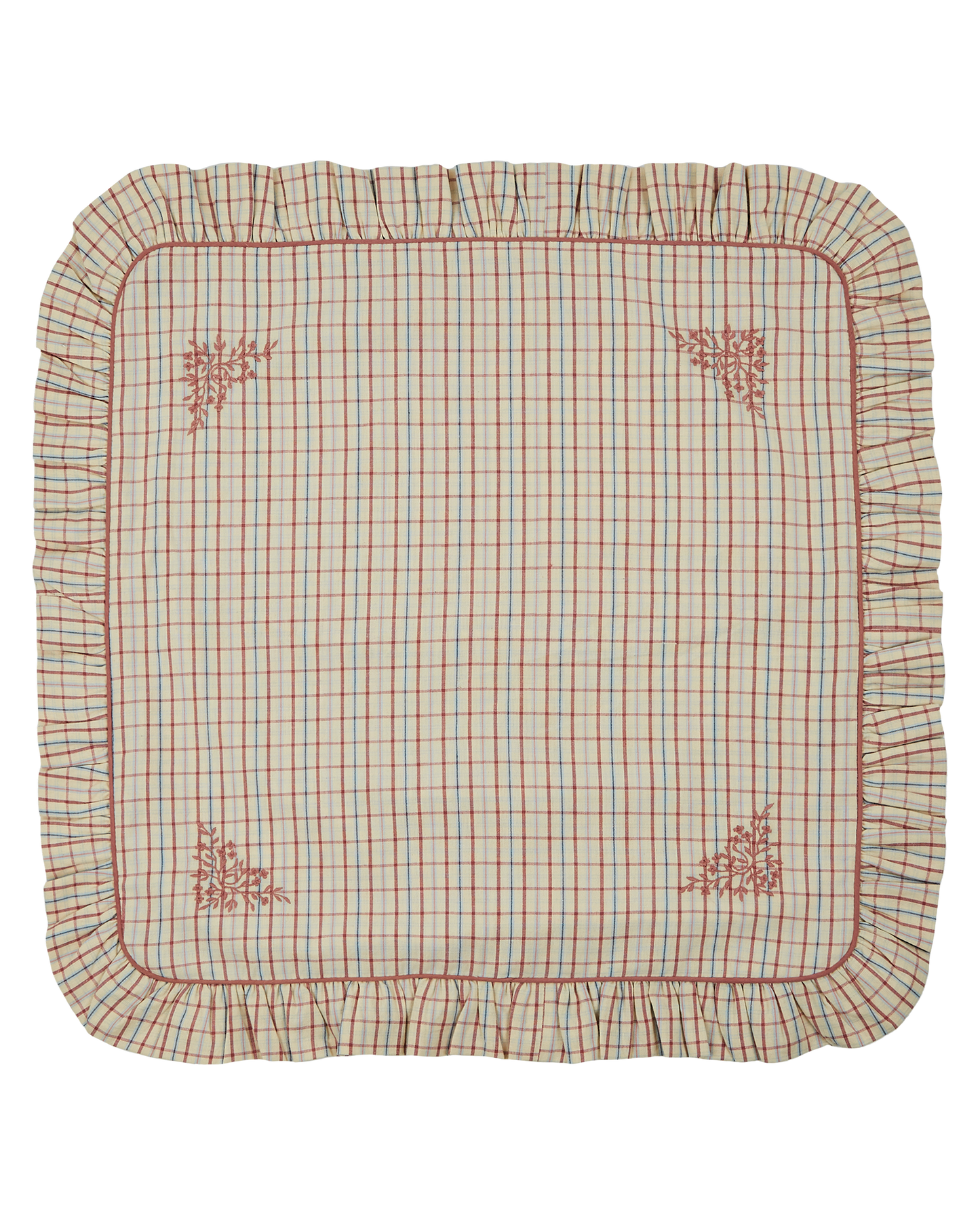Housse de coussin carreaux vanille 45 x 45 cm