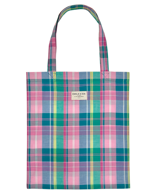 Tote bag carreaux madras multicolore