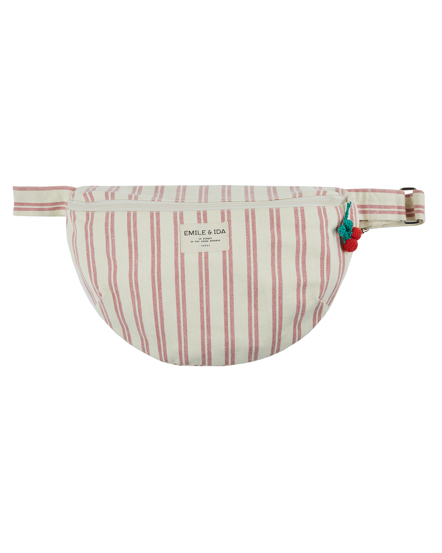 Sac banane rayures écru et rose
