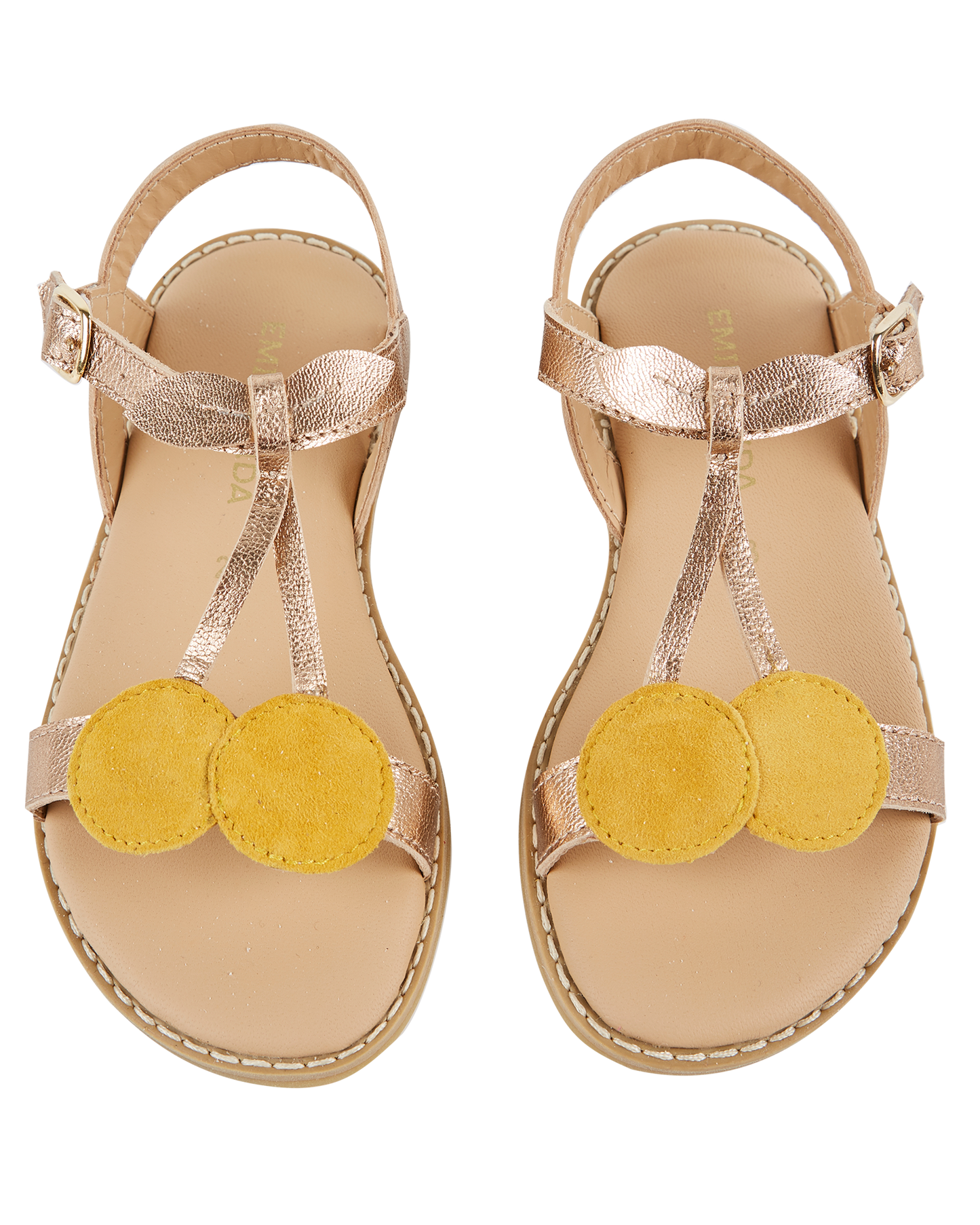 Sandales cerises jaune doré
