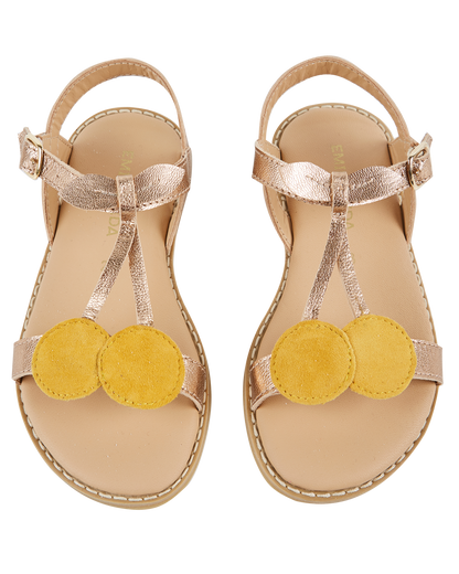 Sandales cerises jaune doré
