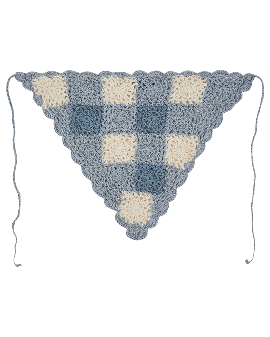 Bandana crochet vichy bleu