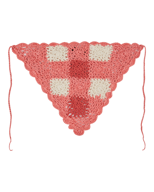 Bandana crochet vichy rose