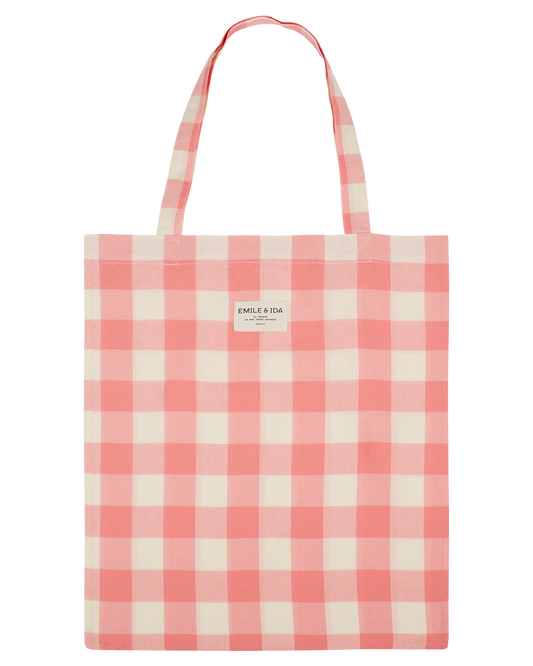 Tote bag vichy blanc et rose