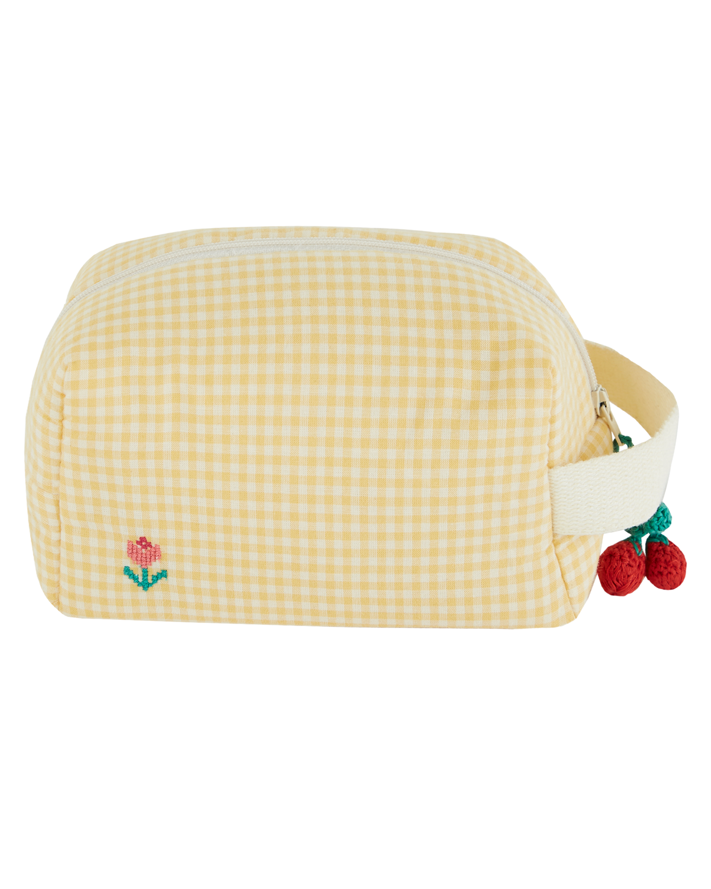 Petite trousse de toilette vichy blanc et jaune