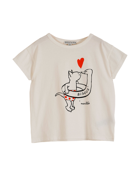 T-shirt imprimé chat coton blanc
