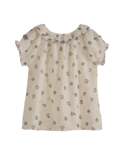 Blouse voile de coton groseille écru