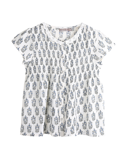 Blouse à fleurs jacinthe écru