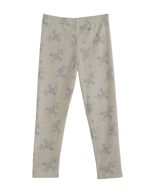 Legging coton bio floral écru