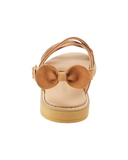 Sandales croisées cuir suédé noeud camel