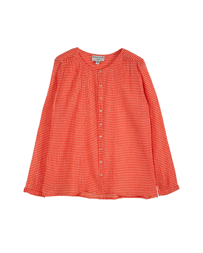 Blouse voile de coton créponné vichy rouge
