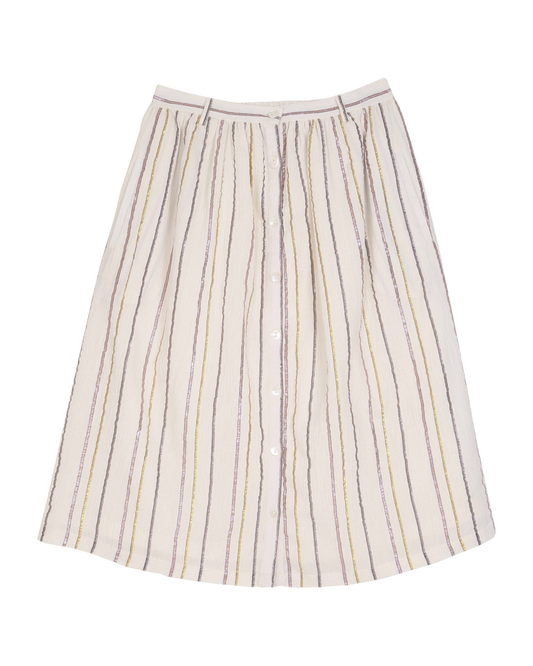 Jupe longue rayures lurex multicolore