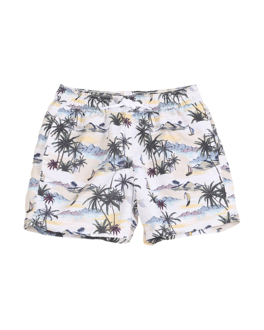 Short de bain palmier écru