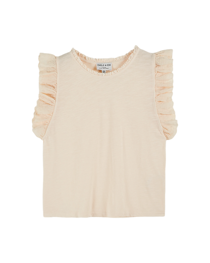 T-shirt broderie anglaise coton bio crème