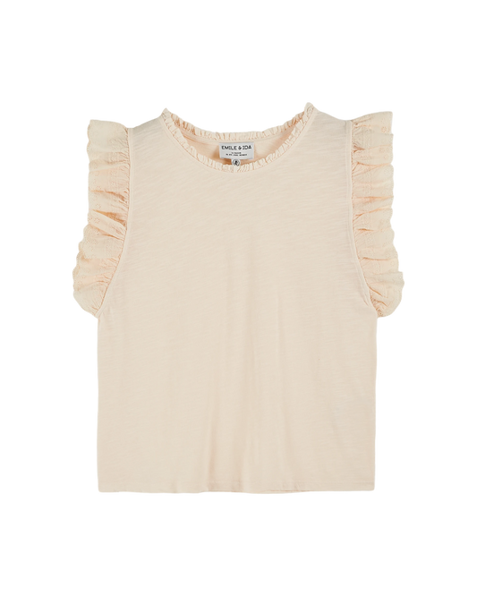 T-shirt broderie anglaise coton bio crème