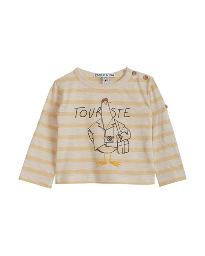 T-shirt coton bio rayé vanille