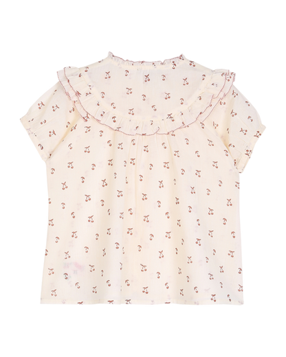 Blouse cerisette écru