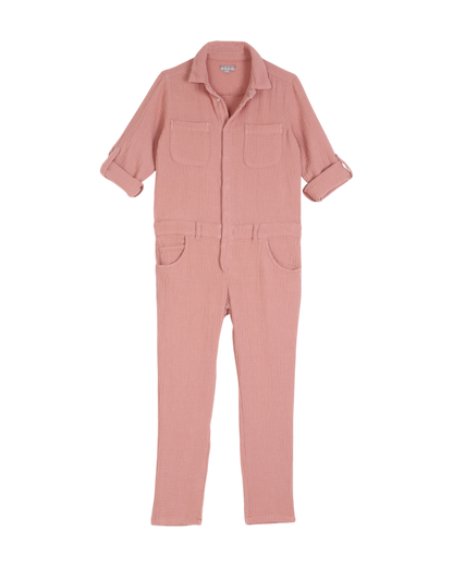 Combinaison gaze de coton rose