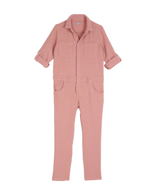 Combinaison gaze de coton rose