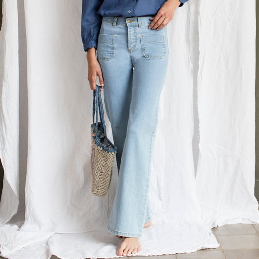 Pantalon coupe wide bleach