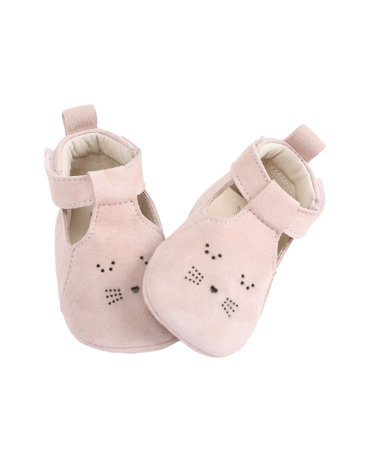 Chaussons chaton cuir de chèvre velours poudre