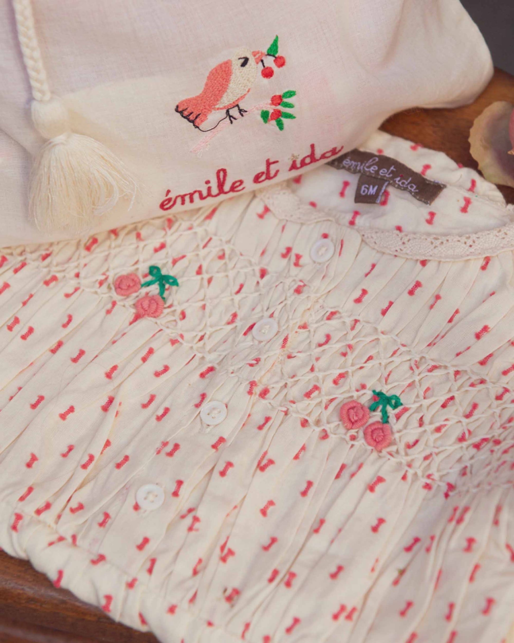 Barboteuse et chapeau en coton rose