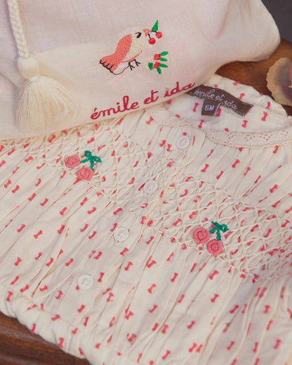 Barboteuse et chapeau en coton rose