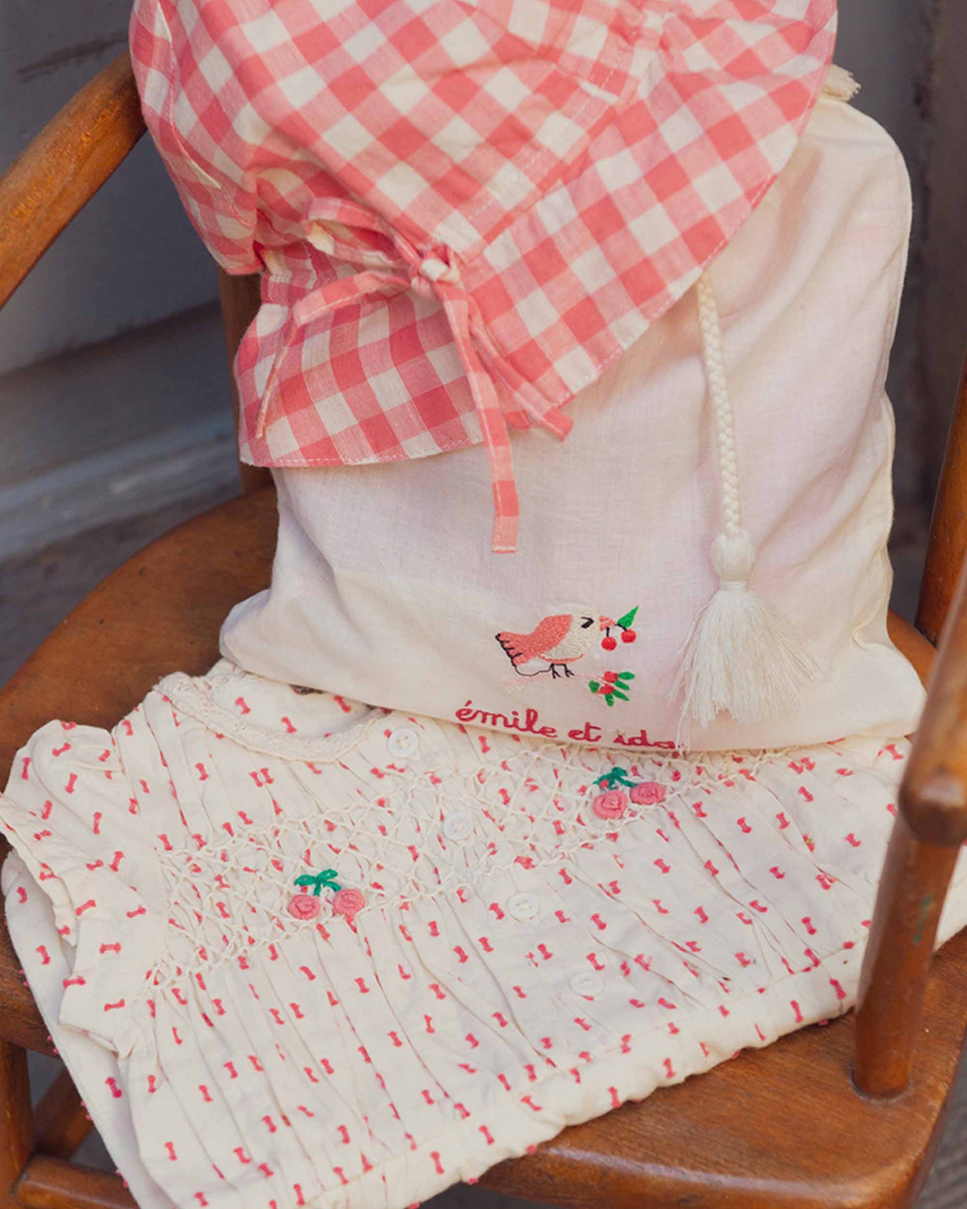 Barboteuse et chapeau en coton rose