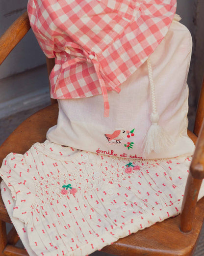 Barboteuse et chapeau en coton rose