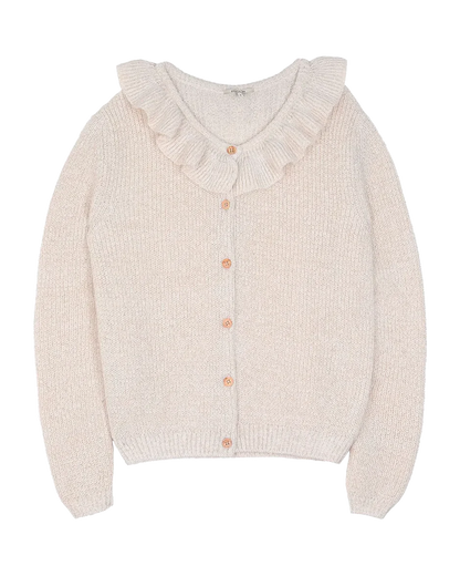 Cardigan collerette alpaga lurex écru femme