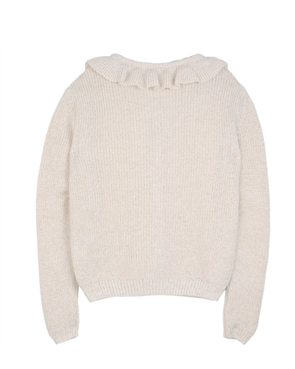 Cardigan collerette alpaga lurex écru femme