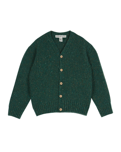 Cardigan laine recyclée vert puce