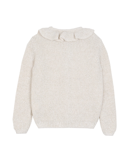 Cardigan collerette bébé écru lurex