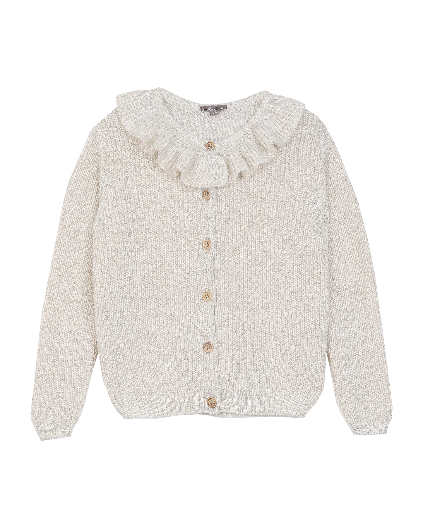 Cardigan collerette bébé écru lurex