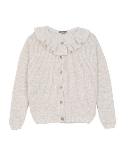 Cardigan collerette bébé écru lurex