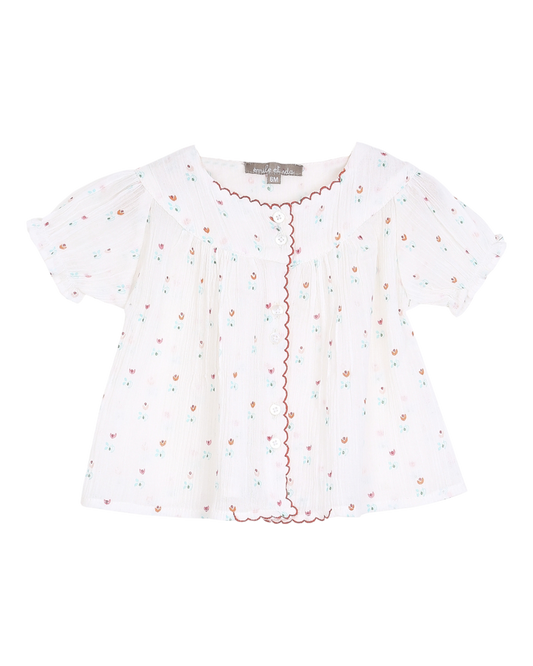 Blouse tulipes écru