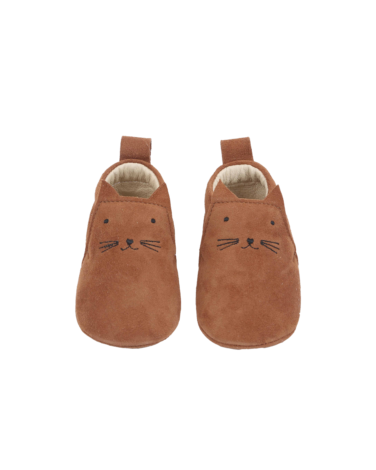 chaussons chaton en cuir camel