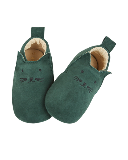 Chaussons chaton en cuir cèdre