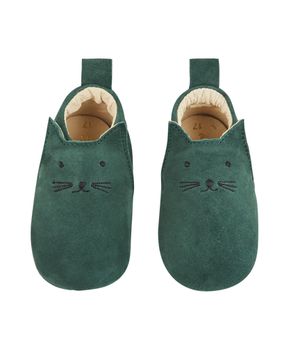 Chaussons chaton en cuir cèdre