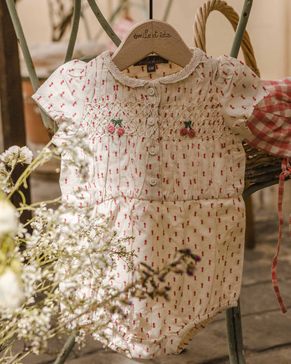 Barboteuse et chapeau en coton rose