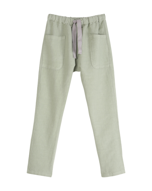 Pantalon sarouel en lin kaki