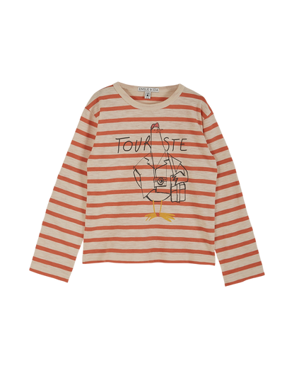 T-shirt coton bio rayé orange