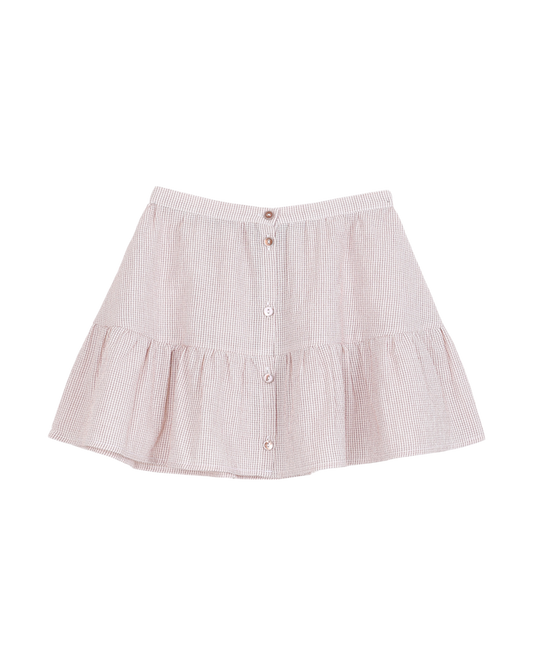 Jupe courte rayures lurex rose