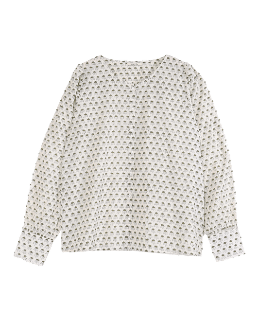 Blouse marguerite block print écru